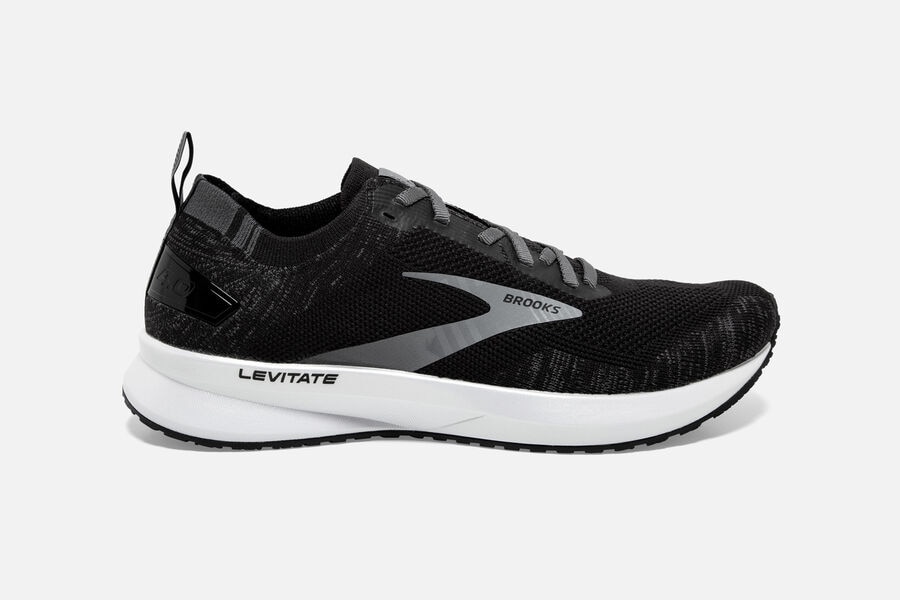 Levitate 4 Road Brooks Running Shoes NZ Womens - Black/White - ZIOPXJ-685